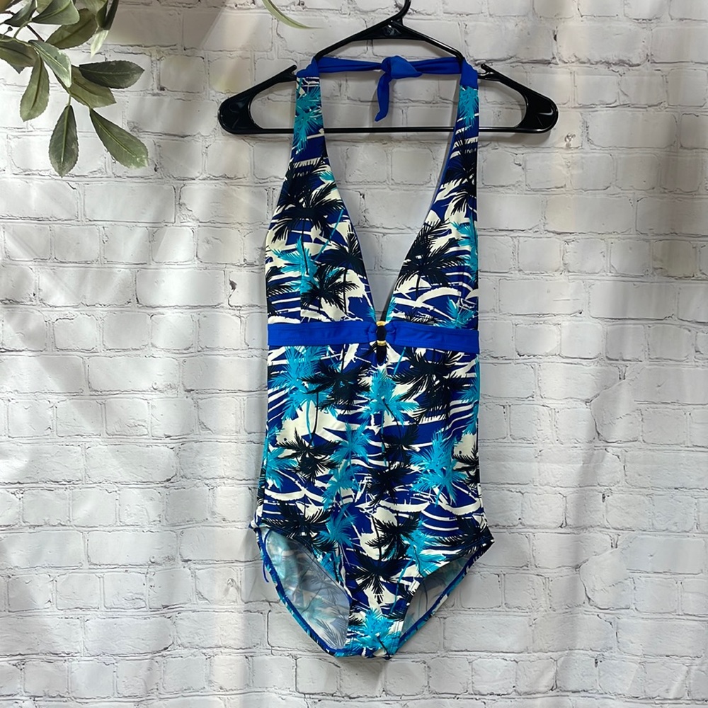 Nicole Miller tropical halter one piece size 8 swimsuit